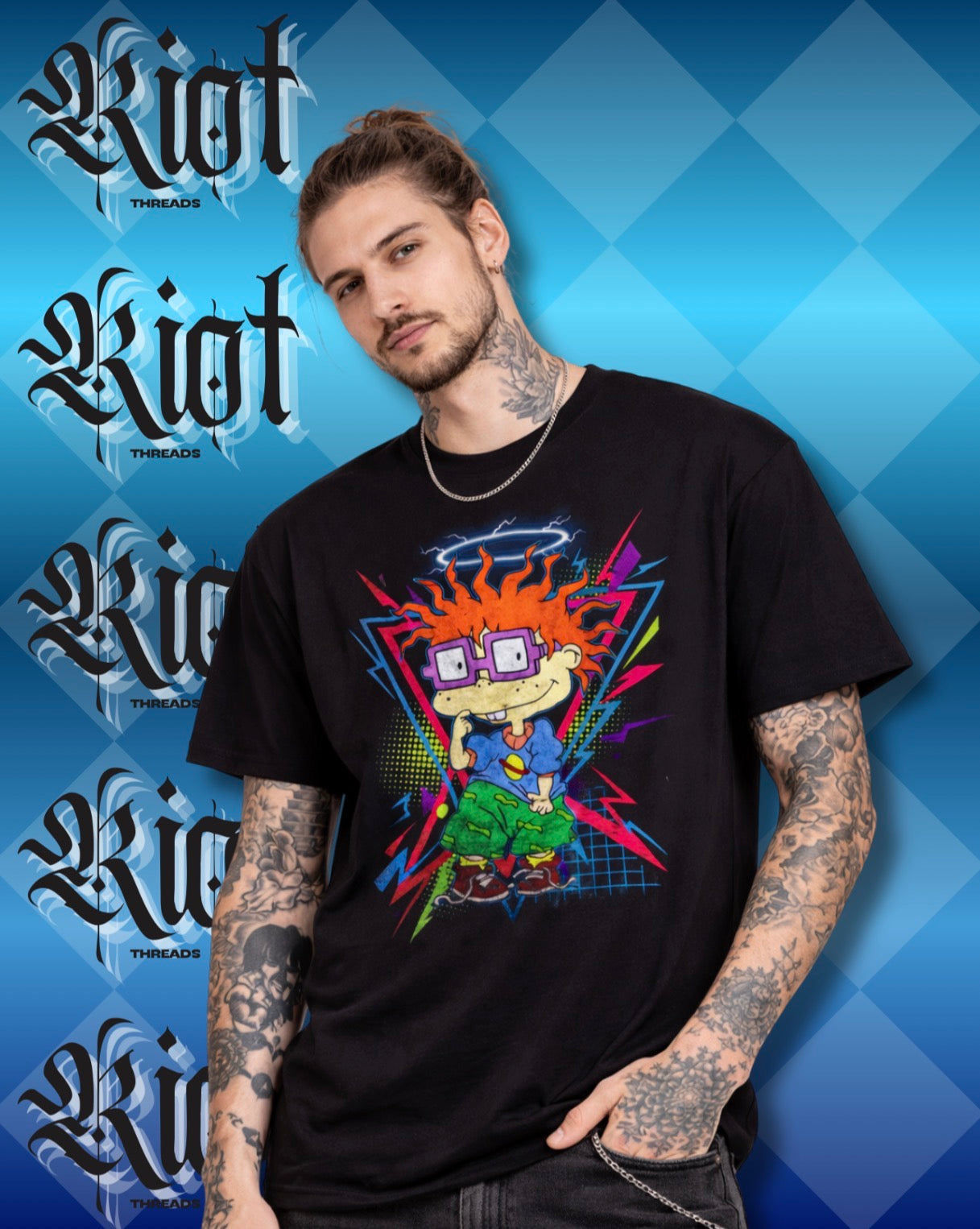 Retro Rugrats-Inspired Tee — Neon Chuckie Angel Graphic T-Shirt