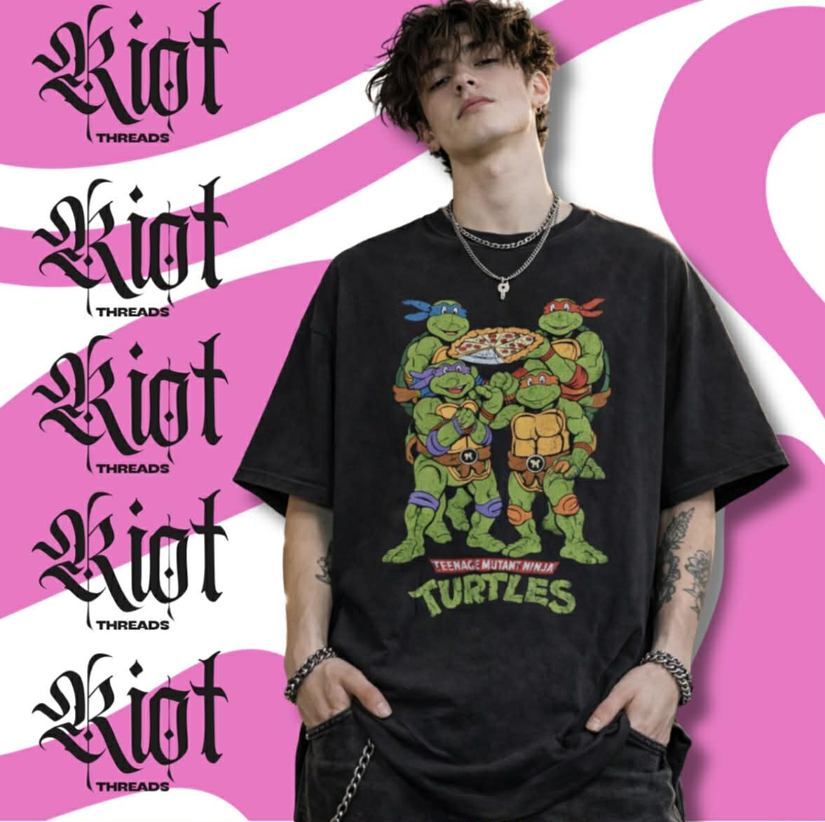 Retro Pizza Teenage Mutant Turtles Tee | Cartoon Turtle Crew Shirt