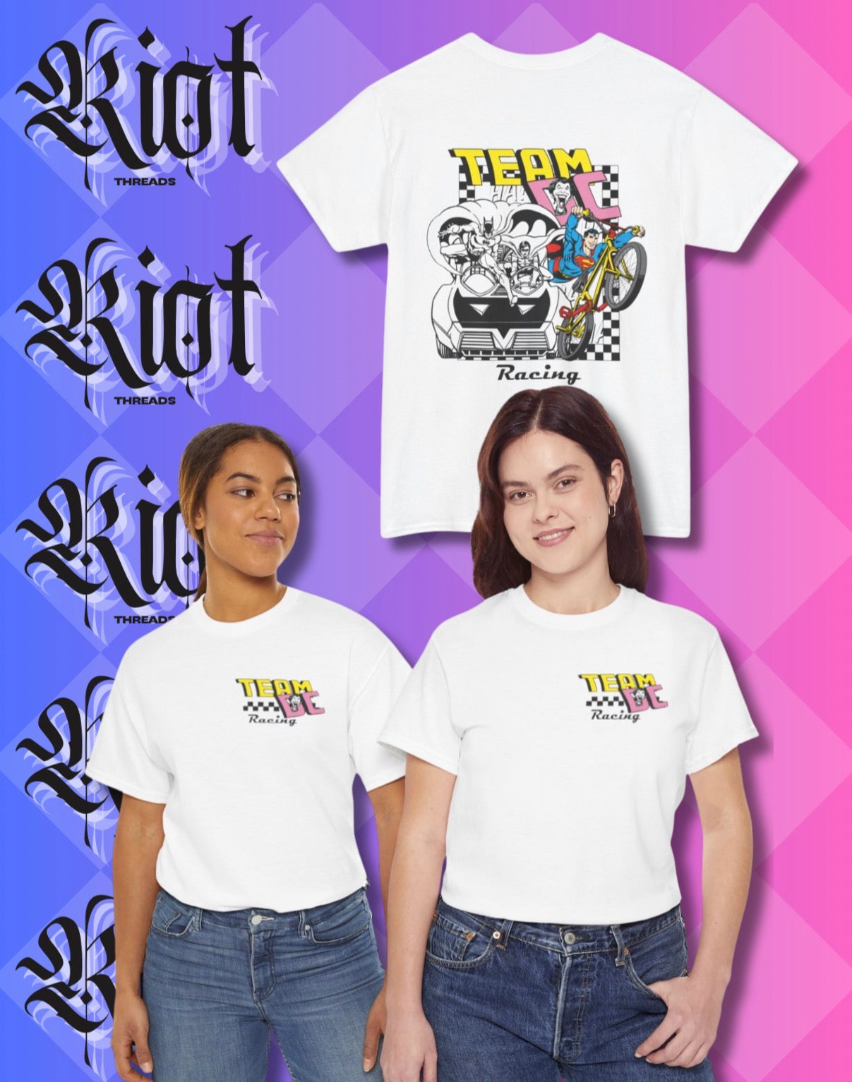 Racing Team Tee — "Team DC" Retro Bicycle & Car Graphic T-Shirt