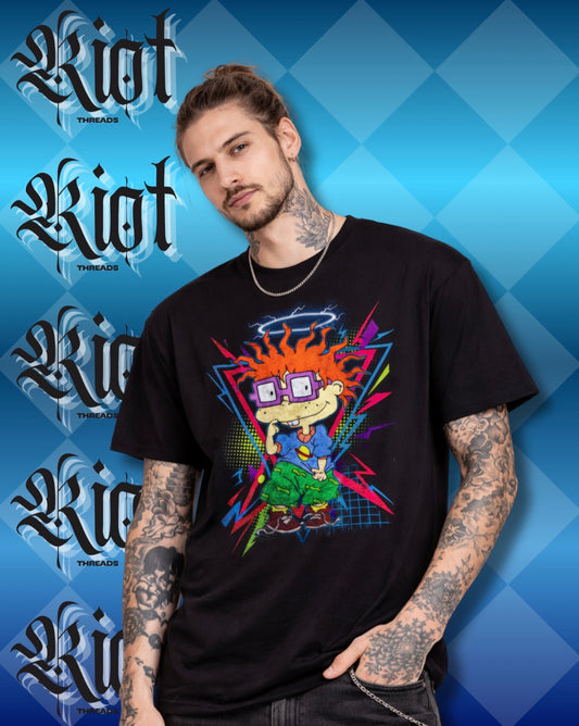 Retro Rugrats-Inspired Tee — Neon Chuckie Angel Graphic T-Shirt