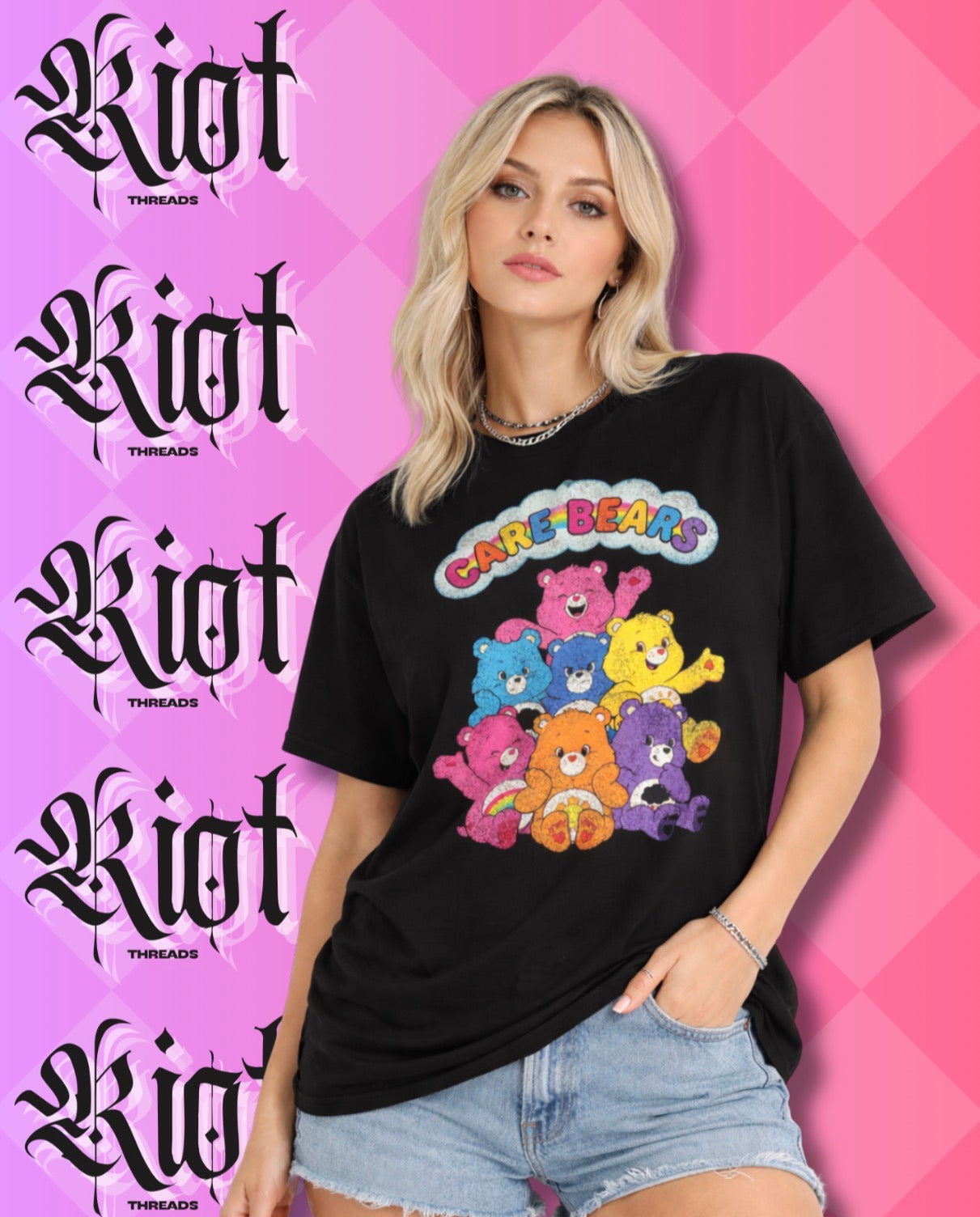 Care Bears Retro Stack T-Shirt — Vintage 80s Cute Cartoon Tee