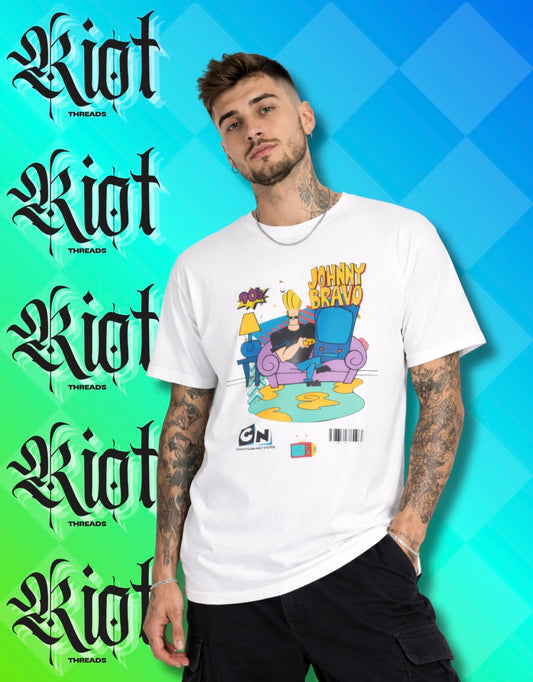 Johnny Bravo Cartoon Tee — Retro 90s Cartoon Licensed Graphic T-Shirt