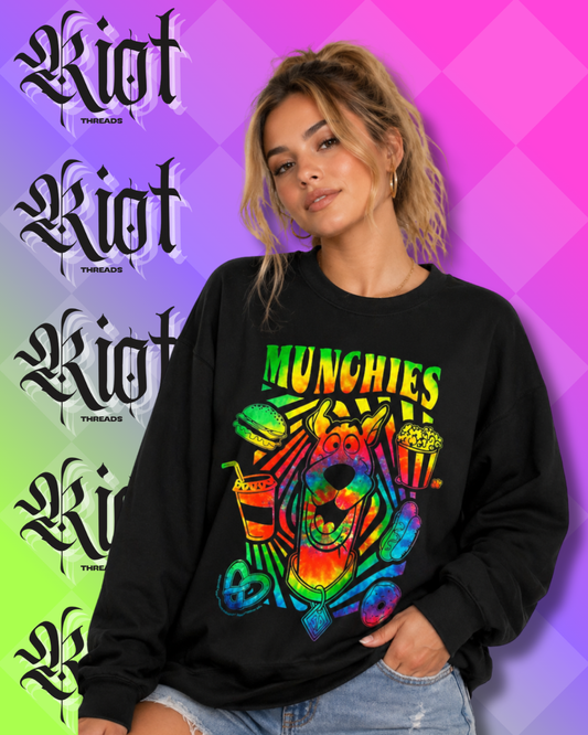 Scooby Munchies Tie‑Dye Sweatshirt — Psychedelic Cartoon-Inspired Crewneck