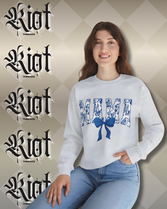 Mama Floral Crewneck Sweatshirt — Blue Bow Mother's Day Pullover